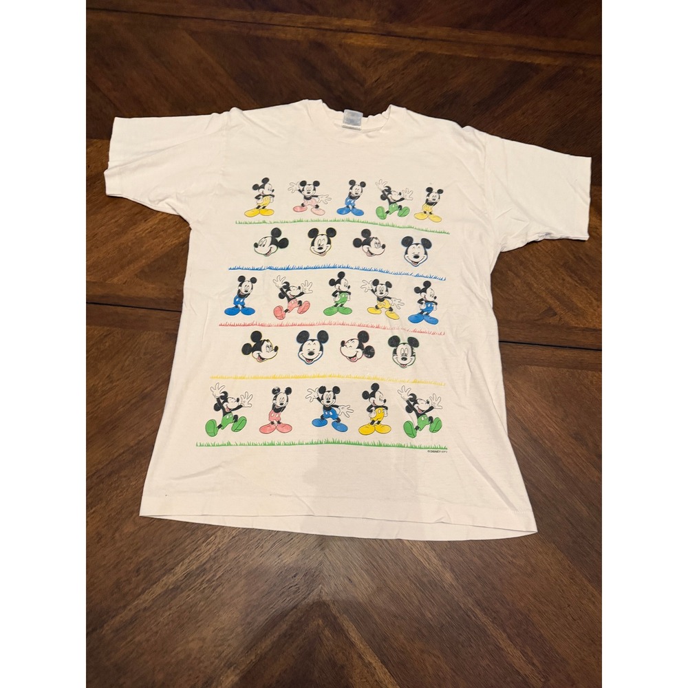 Vintage Disney Mickey Mouse T Shirt White Fruit of the Loom Large 90s USA Made